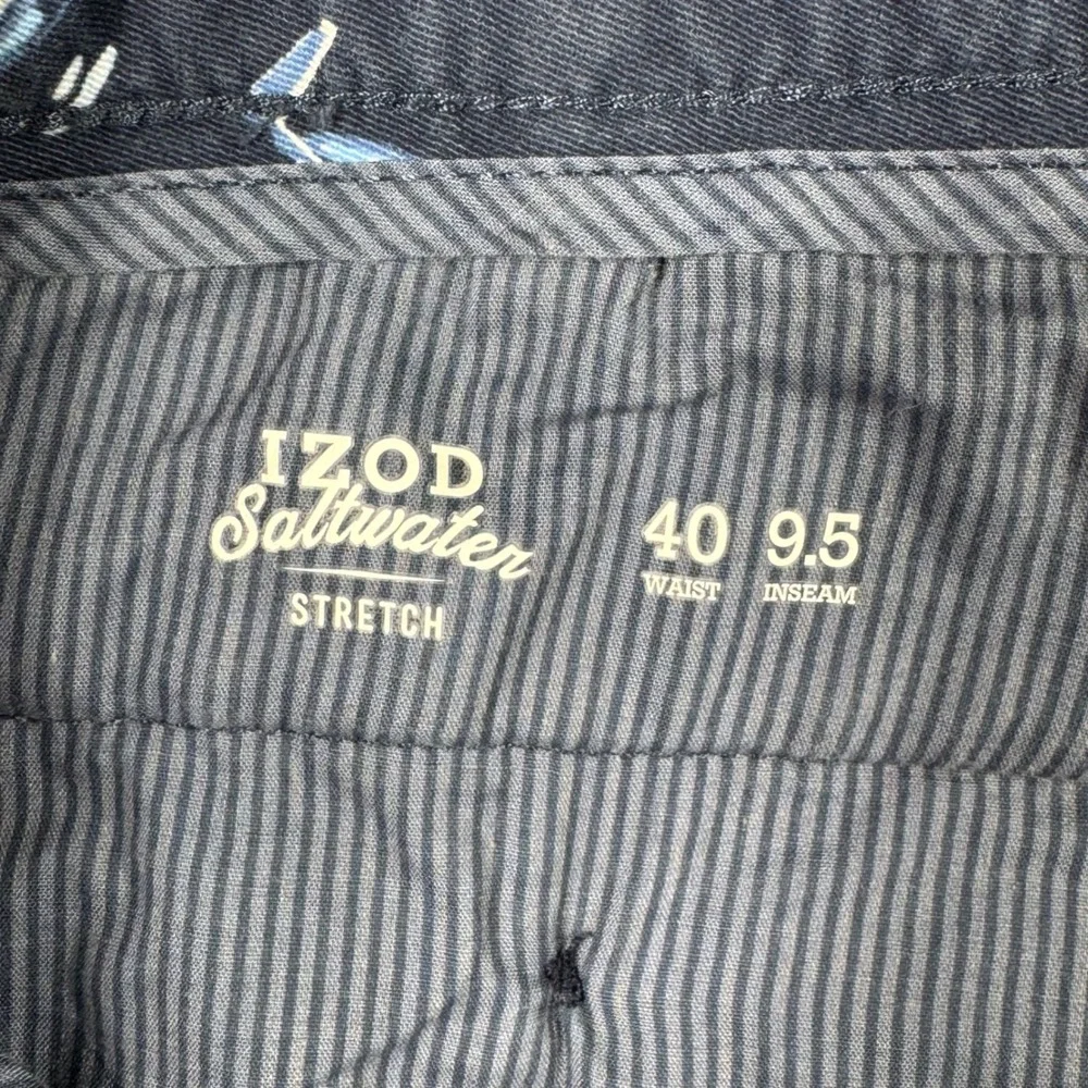 IZOD Saltwater Stretch Shorts Sailboat Print Chino Nautical Navy‎ Blue Mens 40